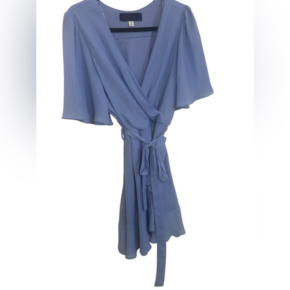 Blue Rain Flutter sleeve lined Blue dress size large